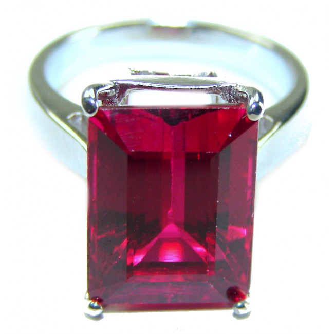 Red Brilliance 11.5 carat Red Topaz .925 Silver handcrafted Large Cocktail Ring s. 7