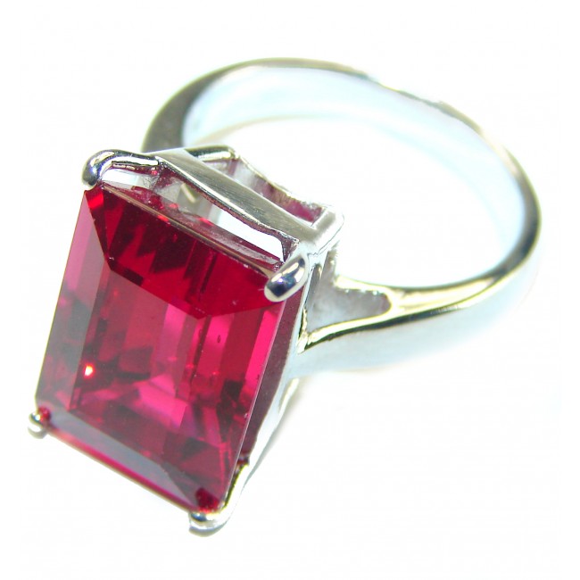 Red Brilliance 11.5 carat Red Topaz .925 Silver handcrafted Large Cocktail Ring s. 7