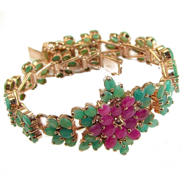 Beauty of Nature natural Ruby 14K Rose Gold over .925 Sterling Silver handmade Statement Bracelet