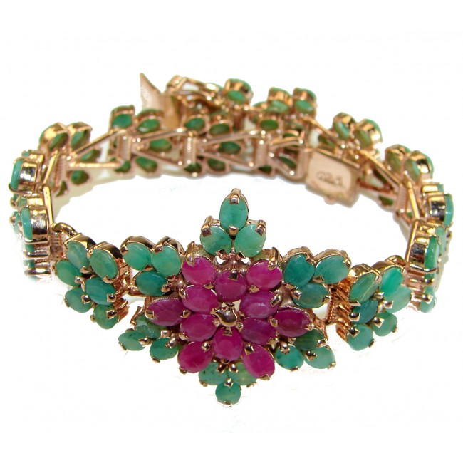 Beauty of Nature natural Ruby 14K Rose Gold over .925 Sterling Silver handmade Statement Bracelet