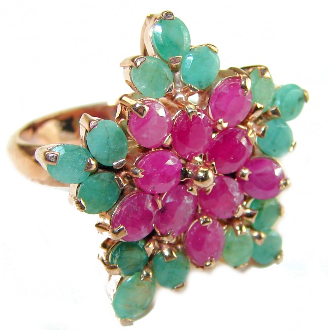 Beauty of Nature natural Ruby 14K Rose Gold over .925 Sterling Silver handmade Statement Ring s. 8