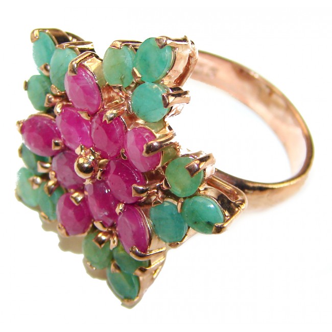 Beauty of Nature natural Ruby 14K Rose Gold over .925 Sterling Silver handmade Statement Ring s. 8