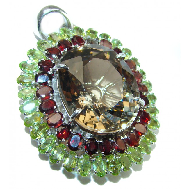 Luxurious 55.5 carat Fancy Smoky Topaz .925 Sterling Silver handmade Pendant