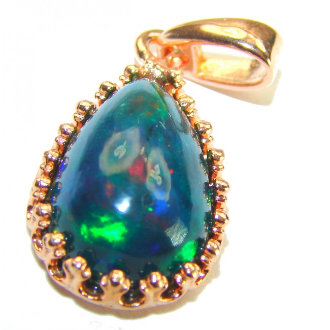 Milky Way 15.6CTW Authentic Black Opal 18K Gold over .925 Sterling Silver handmade Pendant