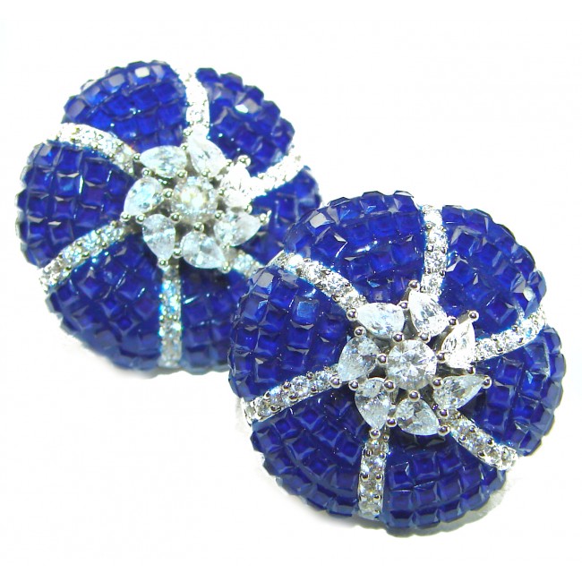 Born to Glam floral-inspired authentic Sapphire .925 Sterling Silver handcrafted earrings