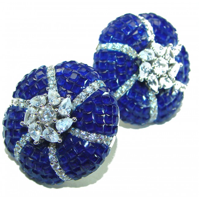 Born to Glam floral-inspired authentic Sapphire .925 Sterling Silver handcrafted earrings