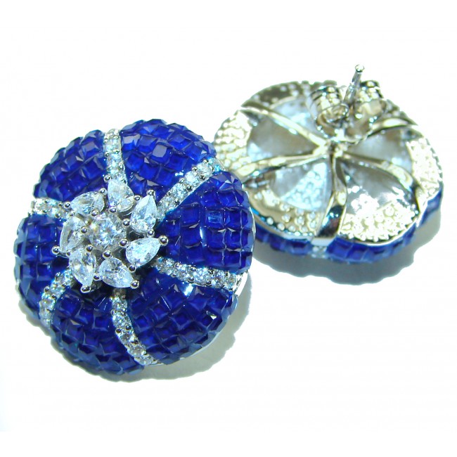 Born to Glam floral-inspired authentic Sapphire .925 Sterling Silver handcrafted earrings