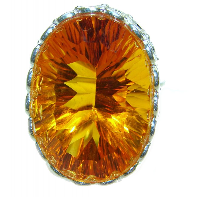 Golden Rays of Sunlight 48.5 carat Yellow Topaz .925 Sterling Silver Large Ring size 7 adjustable