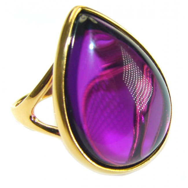 Spectacular Amethyst 14K Gold over .925 Sterling Silver Handcrafted Large Ring size 7