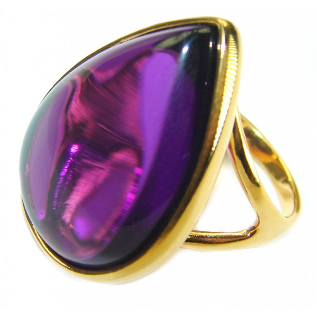 Spectacular Amethyst 14K Gold over .925 Sterling Silver Handcrafted Large Ring size 7