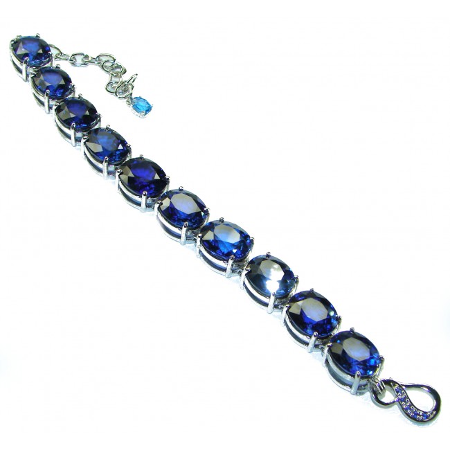 105.5 carat London Blue Topaz .925 Sterling Silver handcrafted Bracelet