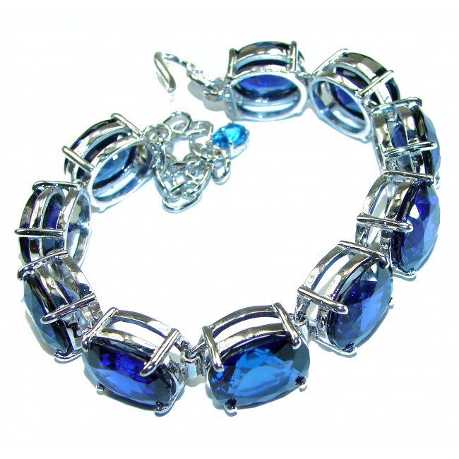 105.5 carat London Blue Topaz .925 Sterling Silver handcrafted Bracelet