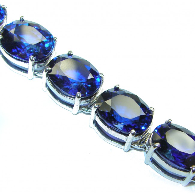 105.5 carat London Blue Topaz .925 Sterling Silver handcrafted Bracelet