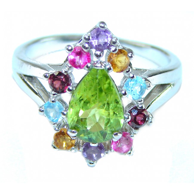 Marigolds authentic Peridot .925 Sterling Silver handcrafted Statement Ring size 6 1/4