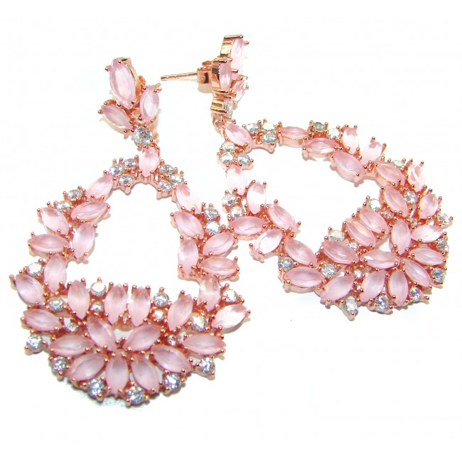 Juicy Authentic Rose Quartz 14K rose Gold over .925 Sterling Silver handcrafted earrings