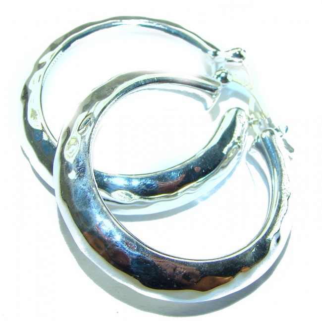 Huge .925 Sterling Silver handmade Bali made Hoop Earrings