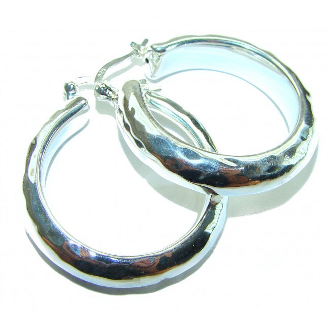 Huge .925 Sterling Silver handmade Bali made Hoop Earrings