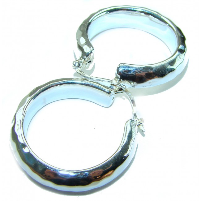 Huge .925 Sterling Silver handmade Bali made Hoop Earrings