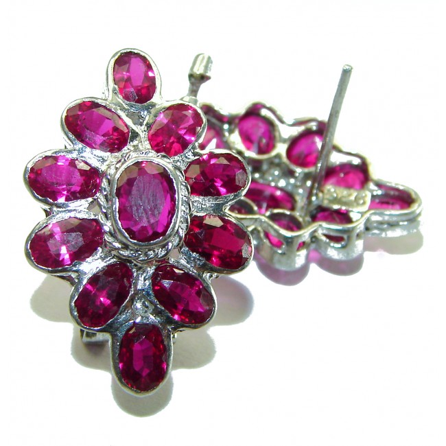 Red Royalty authentic Ruby .925 Sterling Silver handcrafted earrings