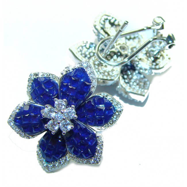 Born to Glam floral-inspired authentic Sapphire .925 Sterling Silver handcrafted earrings