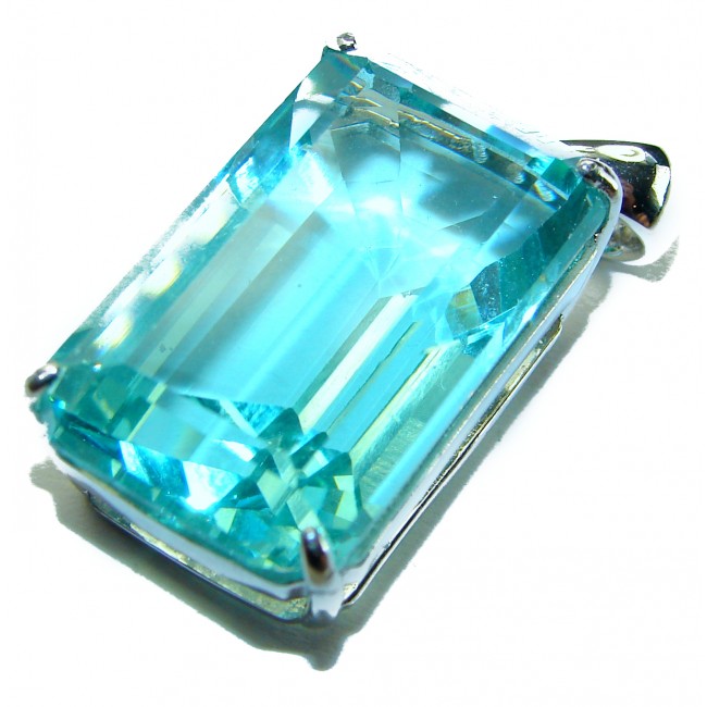 Baguette cut cut 66.4 carat Aquamarine .925 Sterling Silver handcrafted pendant