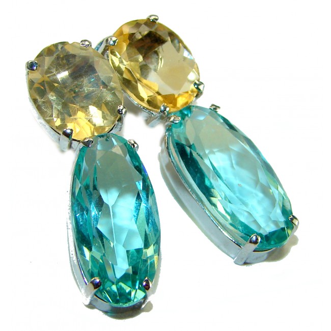 Blue Blast authentic Aquamarine .925 Sterling Silver Handcrafted earrings