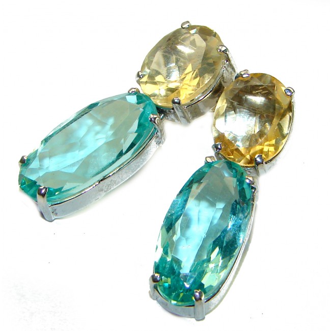 Blue Blast authentic Aquamarine .925 Sterling Silver Handcrafted earrings