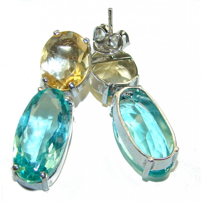 Blue Blast authentic Aquamarine .925 Sterling Silver Handcrafted earrings