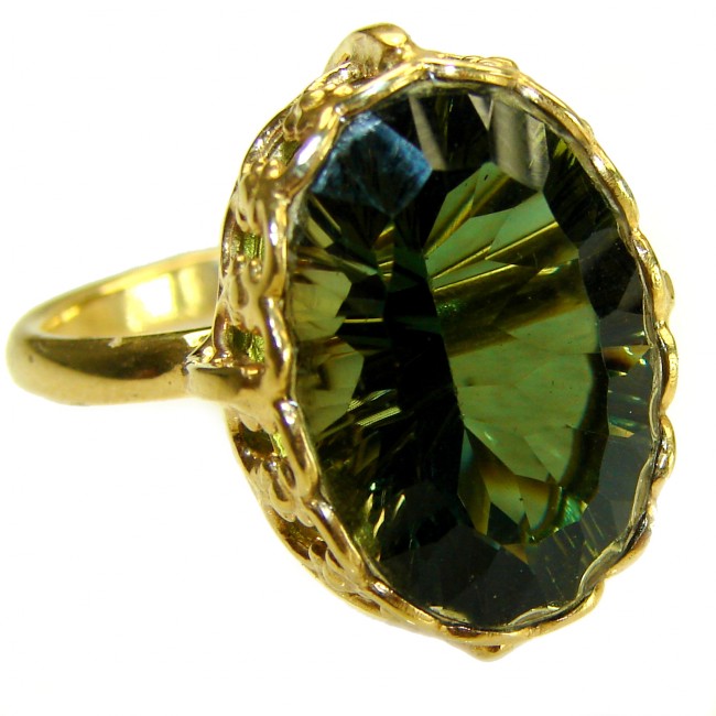 Timless Beauty 12.5 carat Helenite 14K Gold over .925 Sterling Silver handmade Ring s. 8 3/4