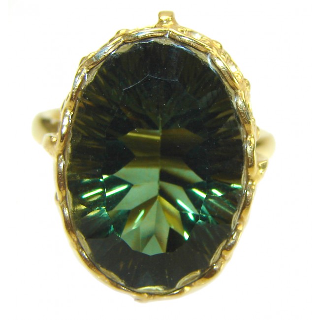 Timless Beauty 12.5 carat Helenite 14K Gold over .925 Sterling Silver handmade Ring s. 8 3/4