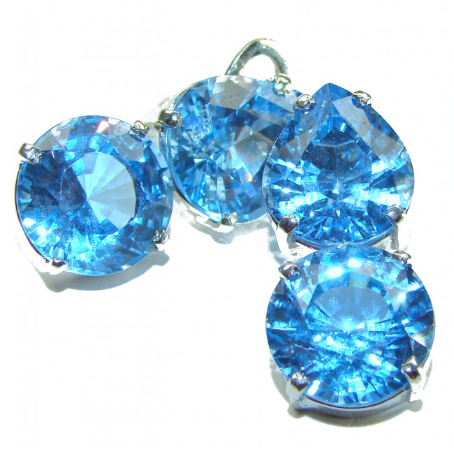 Colors of the Nature authentic Swiss Blue Topaz .925 Sterling Silver handcrafted earrings