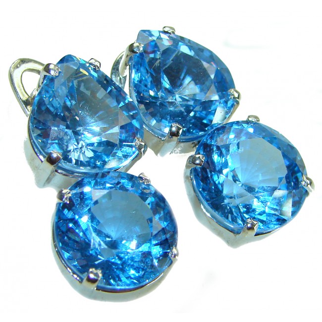 Colors of the Nature authentic Swiss Blue Topaz .925 Sterling Silver handcrafted earrings