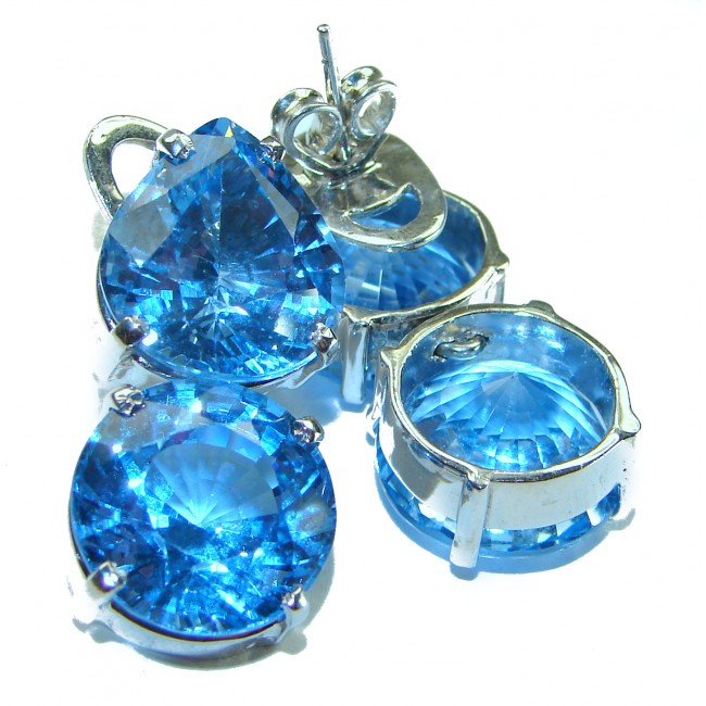 Colors of the Nature authentic Swiss Blue Topaz .925 Sterling Silver handcrafted earrings