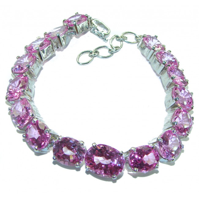 Luxurious Pink Topaz .925 Sterling Silver handcrafted Bracelet