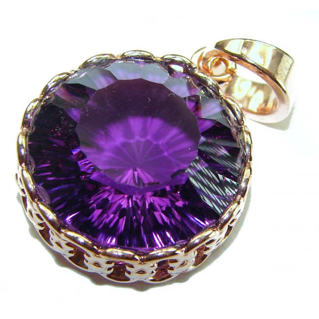 Vintage Design 45.5 carat genuine Amethyst .925 Sterling Silver handcrafted Pendant