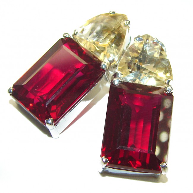 Giovanna Incredible Design electric Red Topaz .925 Sterling Silver handcrafted earrings