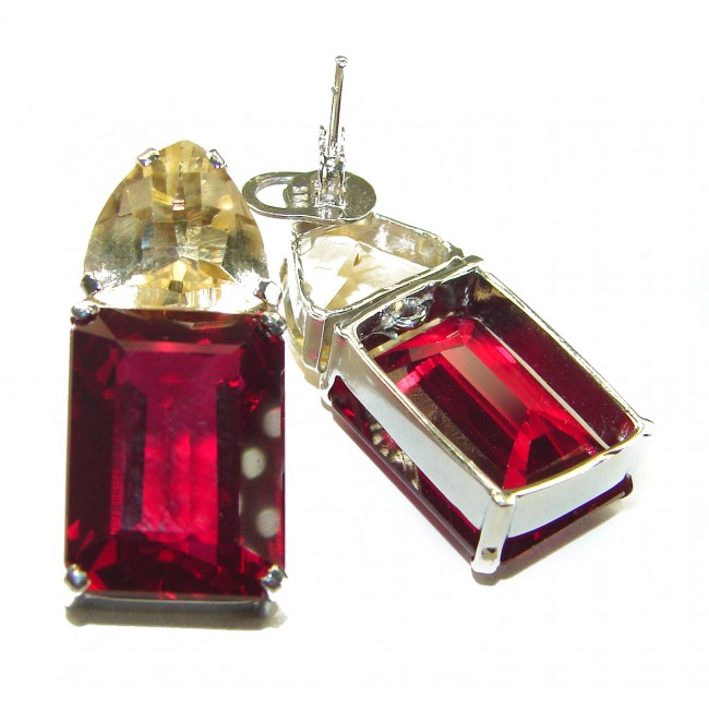 Giovanna Incredible Design electric Red Topaz .925 Sterling Silver handcrafted earrings