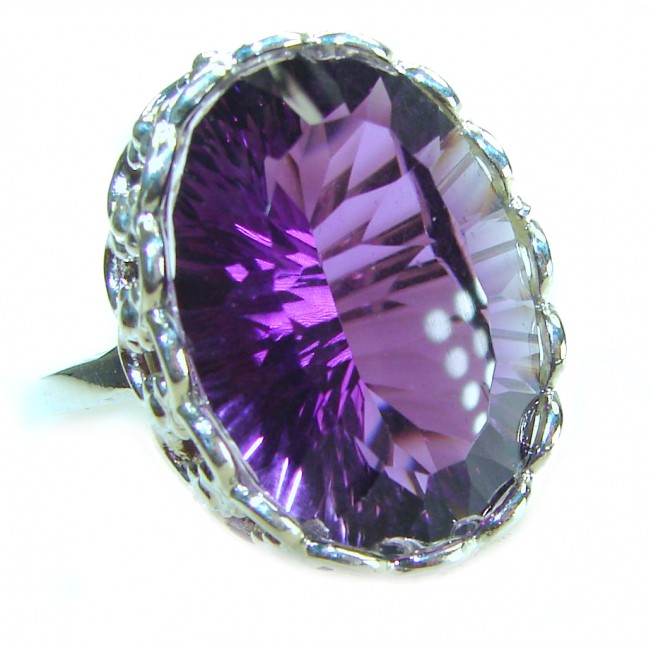 Purple Rose Authentic 17.2 carat Amethyst .925 Sterling Silver handmade Ring s. 8