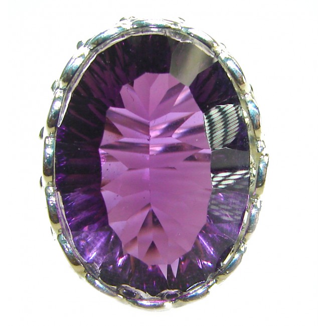 Purple Rose Authentic 17.2 carat Amethyst .925 Sterling Silver handmade Ring s. 8