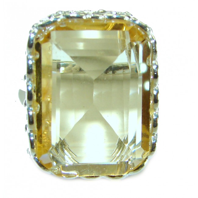 27.8 carat Genuine Lemon Quartz .925 Sterling Silver handcrafted ring size 8 1/2