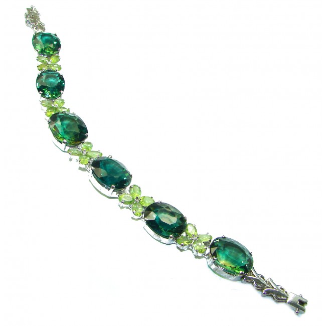 Green Royalty Topaz Peridot .925 Sterling Silver handcrafted Bracelet