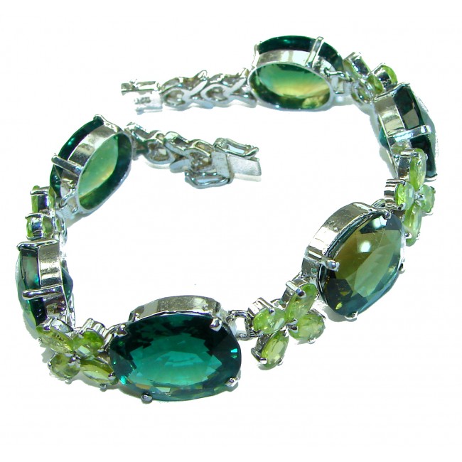 Green Royalty Topaz Peridot .925 Sterling Silver handcrafted Bracelet