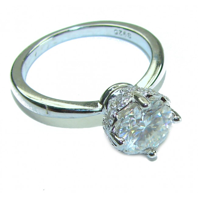 4.2 carat White Topaz .925 Sterling Silver handcrafted ring size 6 1/4