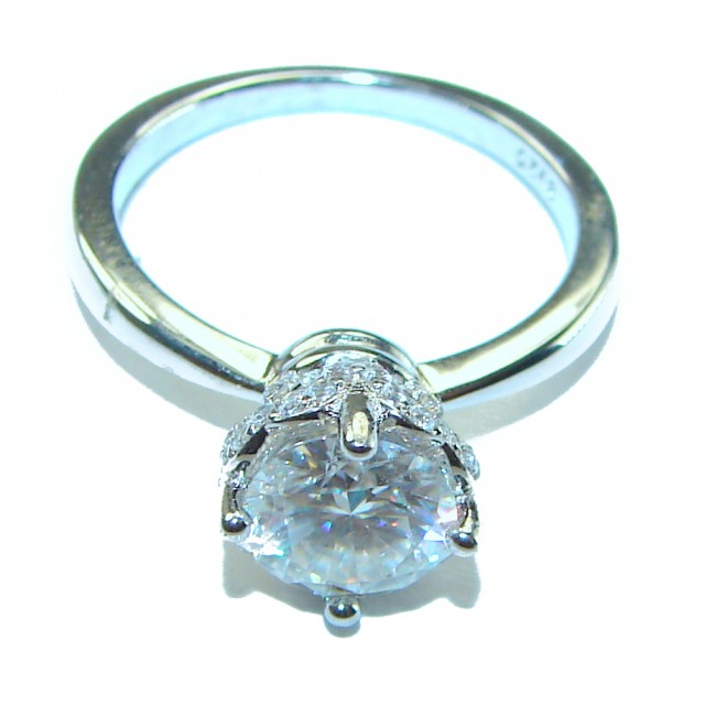 4.2 carat White Topaz .925 Sterling Silver handcrafted ring size 6 1/4