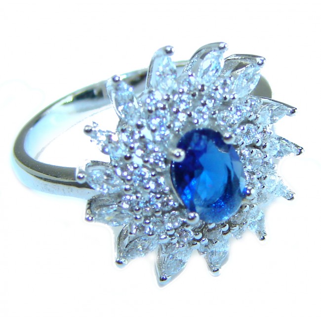 4.2 carat Sapphire .925 Sterling Silver handmade Ring size 7 1/4