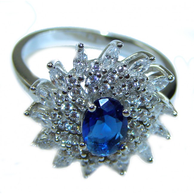 4.2 carat Sapphire .925 Sterling Silver handmade Ring size 7 1/4