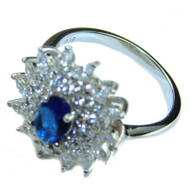 4.2 carat Sapphire .925 Sterling Silver handmade Ring size 7 1/4