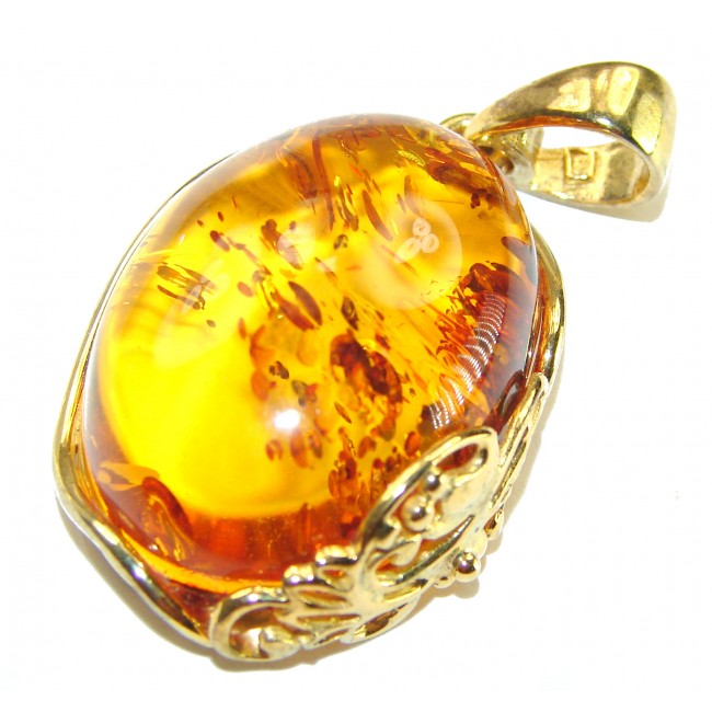 Real Beauty authentic Baltic Amber 14K Gold over .925 Sterling Silver handcrafted pendant