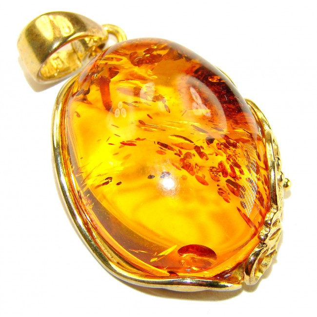 Real Beauty authentic Baltic Amber 14K Gold over .925 Sterling Silver handcrafted pendant