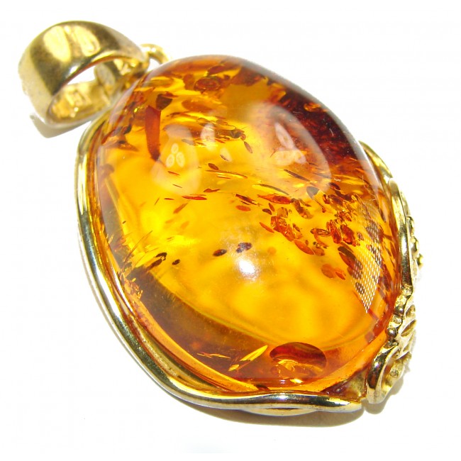 Real Beauty authentic Baltic Amber 14K Gold over .925 Sterling Silver handcrafted pendant